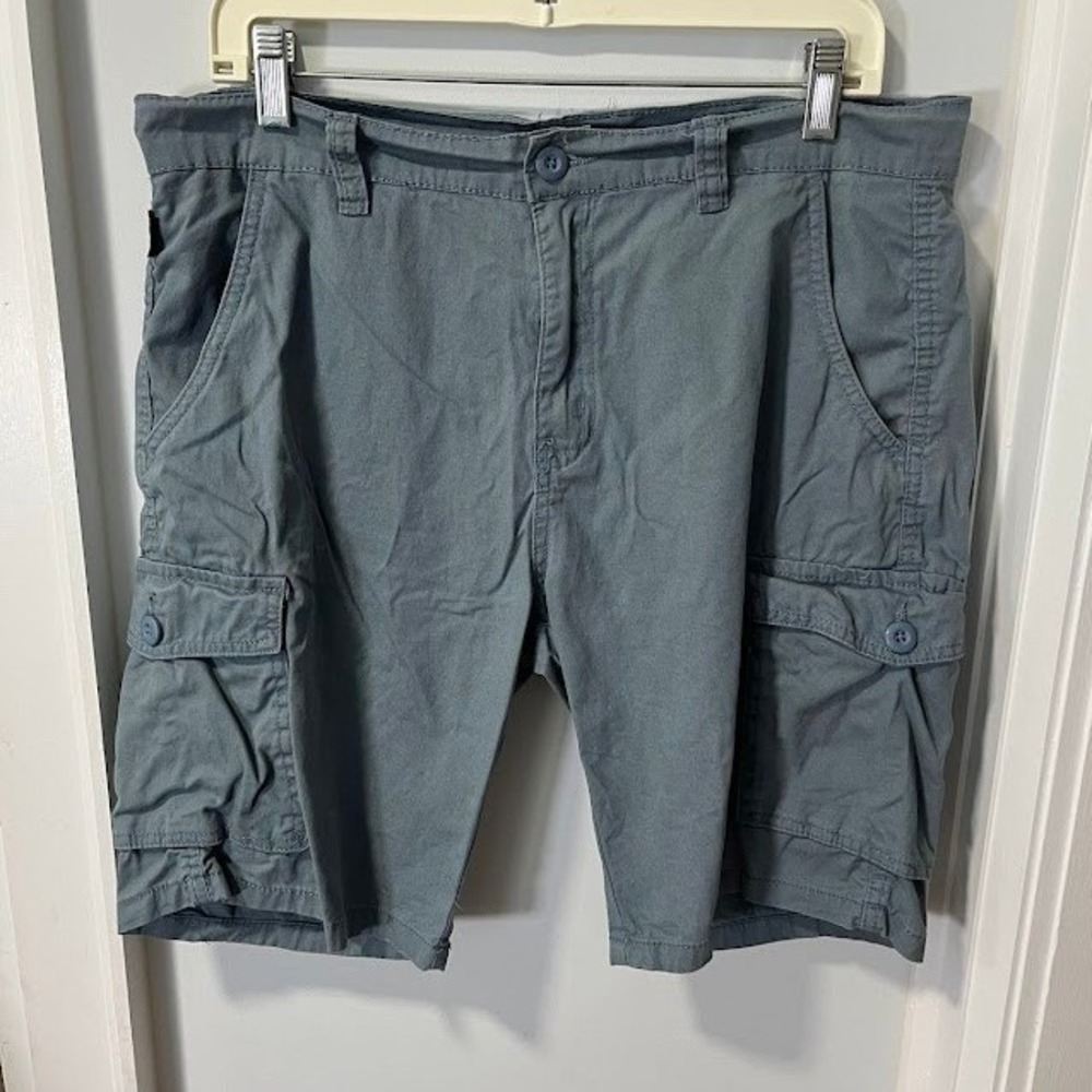 Ring of Fire Mens Slate Blue Cotton Cargo Shorts Size 32 RYB0185